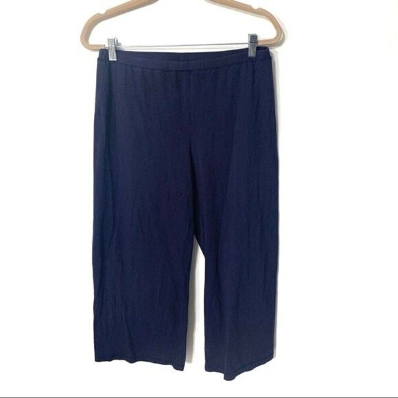 ELIEEN FISHER leggings womens  navy cropped wide legged leggings medium - Picture 1 of 4